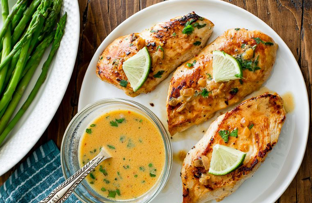 Skillet Chicken with Cilantro Lime Sauce